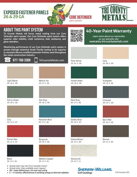 coastal metal color chart